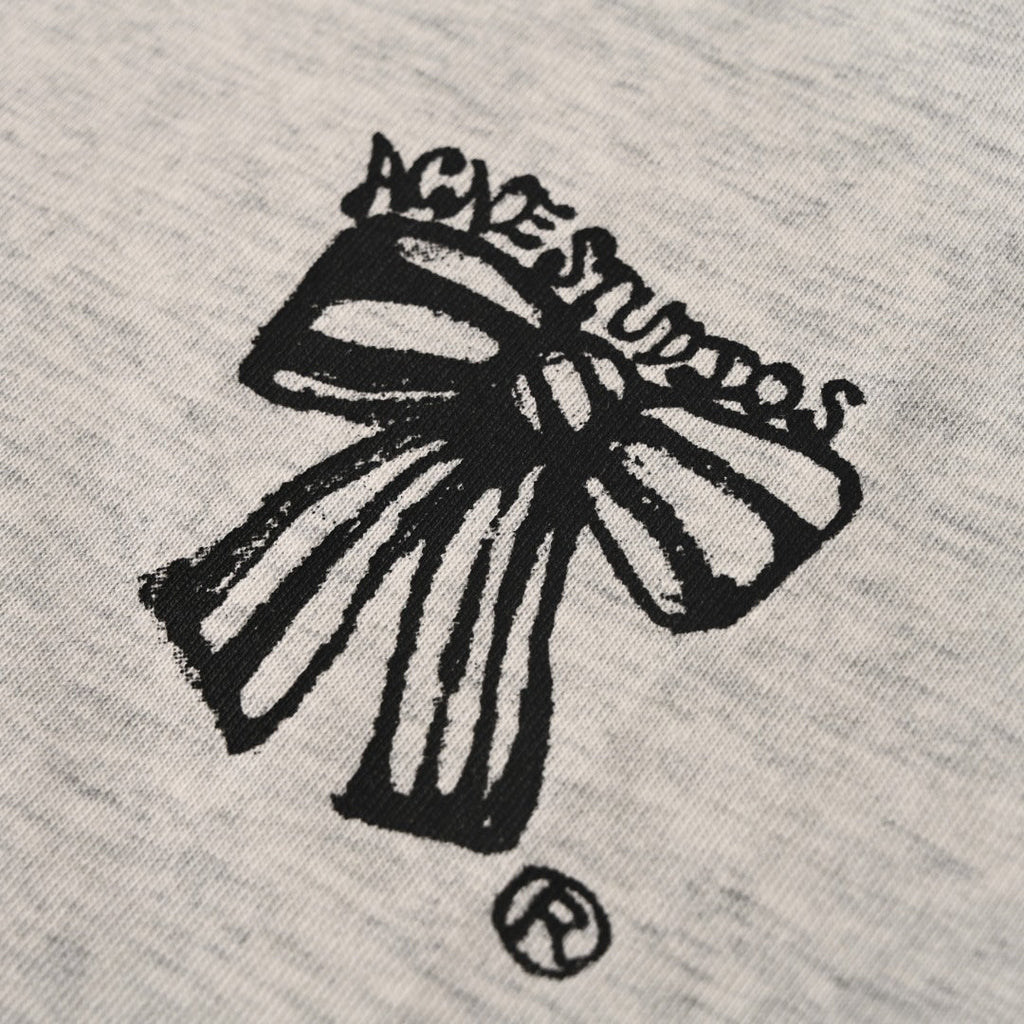 Acne Studios Bow‑Graphic Heather‑Grey Oversized Crew‑Neck T‑Shirt