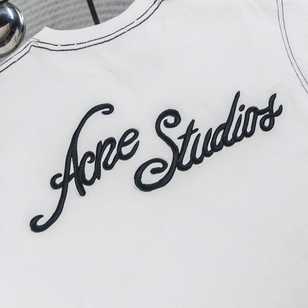 Acne Studios Contrast‑Stitch Script Logo Crew‑Neck Short‑Sleeve T‑Shirt