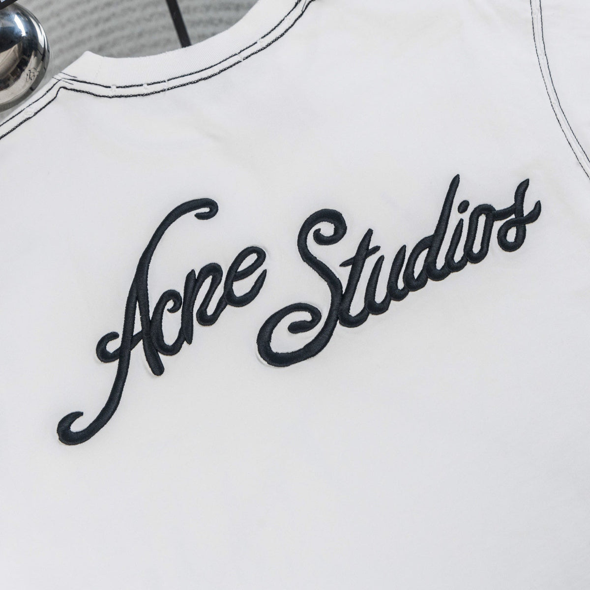 Acne Studios Contrast‑Stitch Script Logo Crew‑Neck Short‑Sleeve T‑Shirt