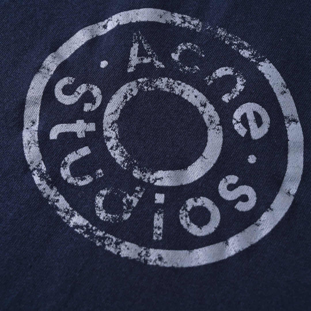 Acne Studios Distressed‑Rip Circular‑Logo Oversized Crew‑Neck T‑Shirt