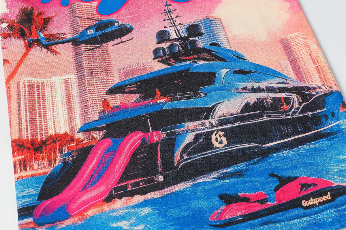 Godspeed Luxury Yacht Miami Sunset Graphic Tee