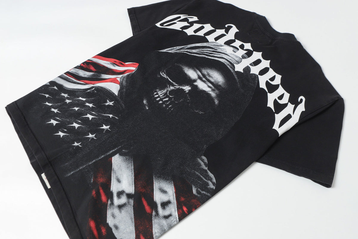 Godspeed Grim Reaper American Flag Vintage Graphic Tee