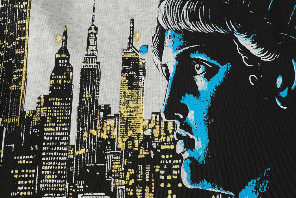 Godspeed Night NYC Statue Of Liberty Back‑Print Short Sleeve Tee (Heather Grey)