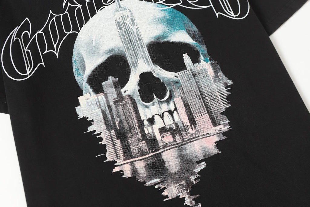 Godspeed NYC Skull Skyline Vintage Graphic Tee