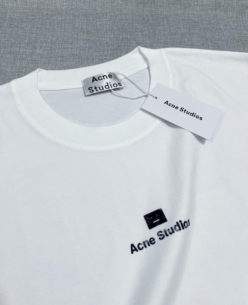 Acne Studios Square‑Face‑Icon Chest‑Print Oversized Crew‑Neck T‑Shirt