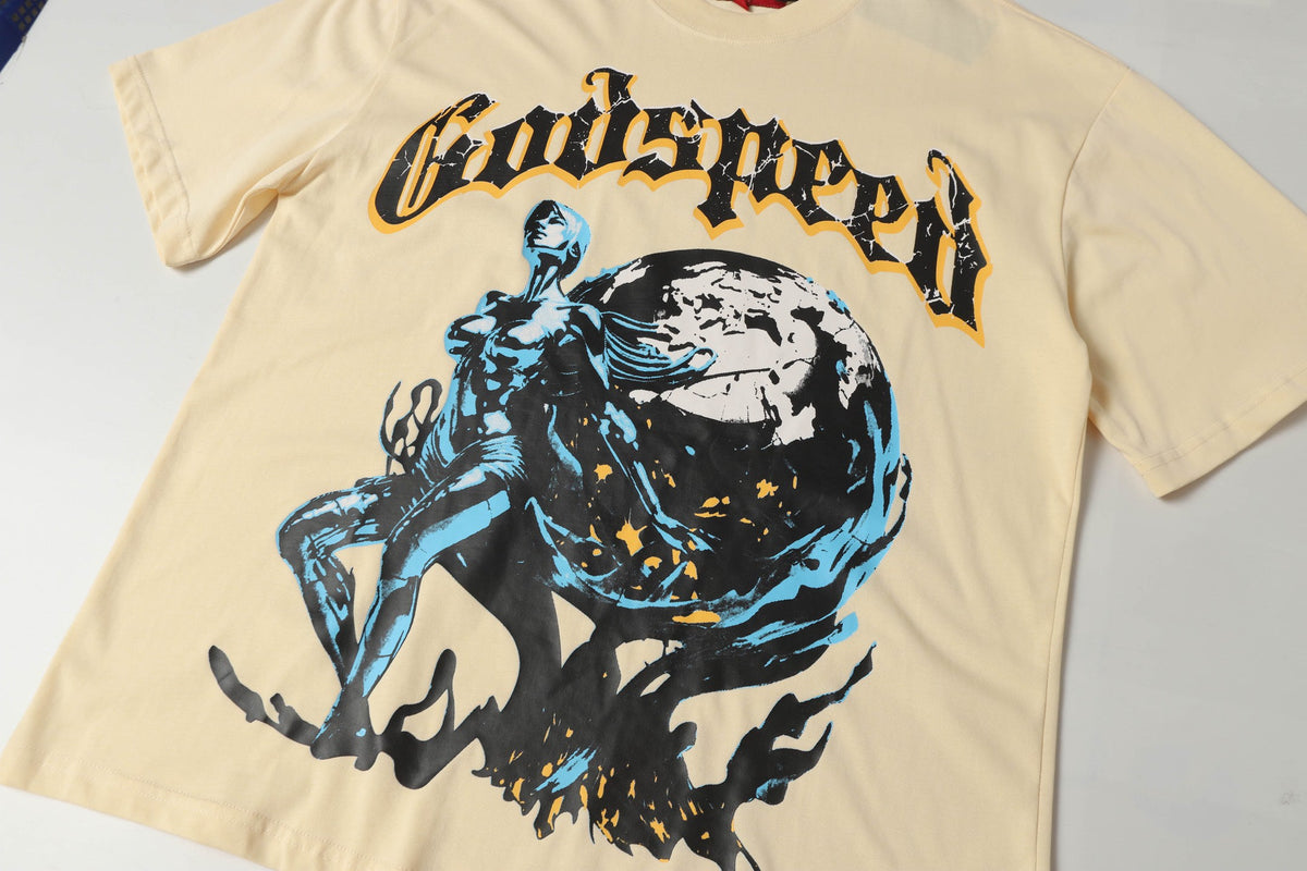 Godspeed Atlas Globe Vintage T‑Shirt Oversized Streetwear Graphic Tee