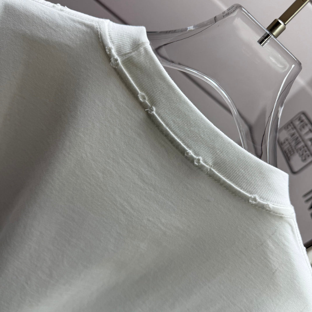 Acne Studios Fairy‑Tales Cursive‑Text Distressed‑Trim Crew‑Neck Short‑Sleeve T‑Shirt