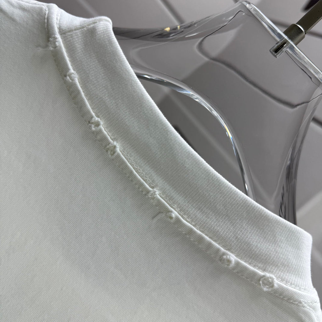 Acne Studios Small Stacked Stockholm‑1996‑Text Distressed‑Trim Crew‑Neck Short‑Sleeve T‑Shirt