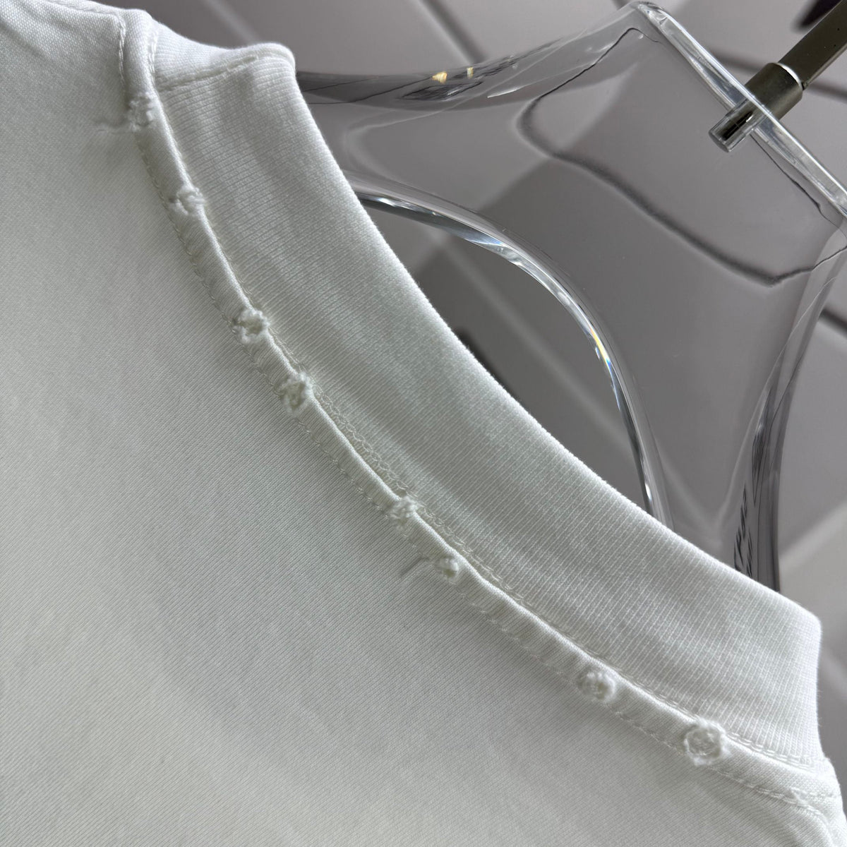 Acne Studios Large Circular Stamp‑Print Distressed‑Trim Crew‑Neck Short‑Sleeve T‑Shirt
