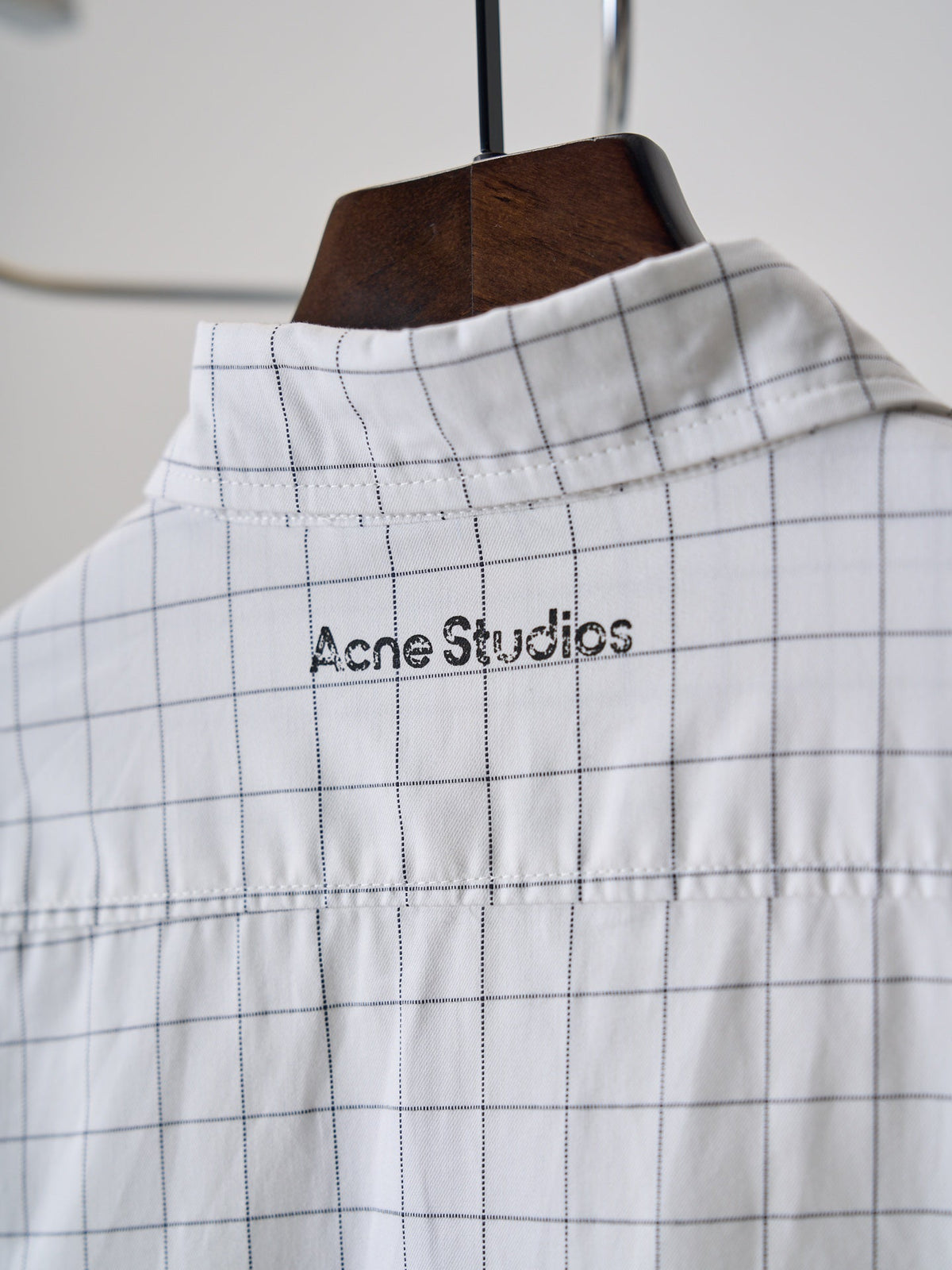 Acne Studios Grid‑Print Oversized Long‑Sleeve Shirt