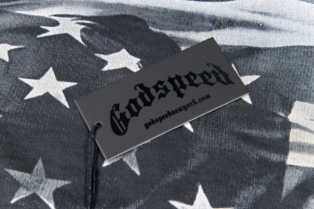 Godspeed American Flag Hooded Skeleton Short‑Sleeve T‑Shirt (Black)